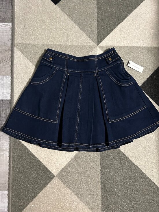 Anthropologie Dresses & Skirts - NWT Anthropologie Seamed Pleated Indigo Denim Mini Skirt Women's Size 2
